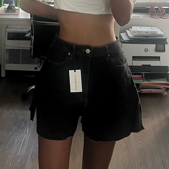 We Wore What BahBah black high rise denim shorts - Picture 3 of 8